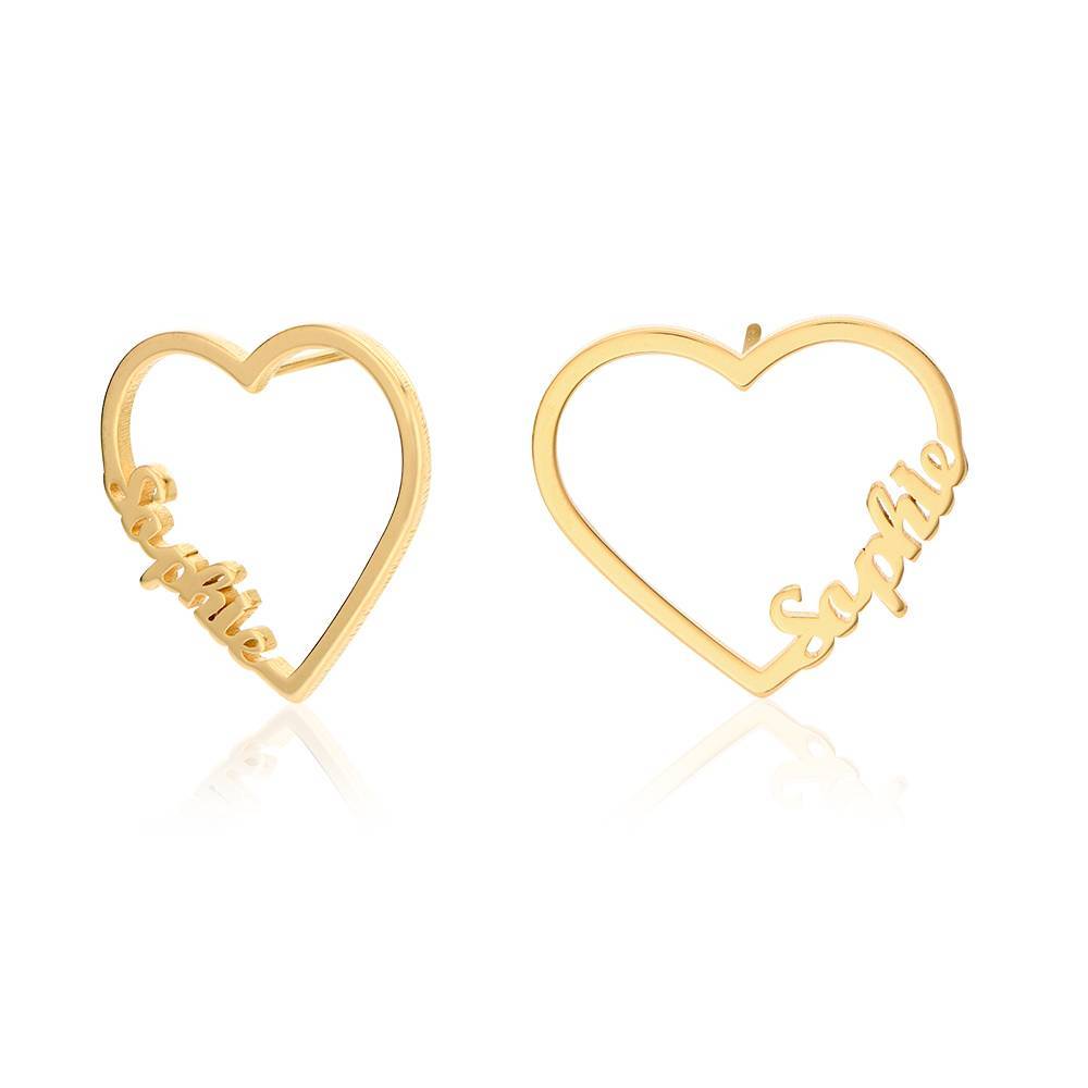 Contour Heart Name Earrings in Gold Vermeil
