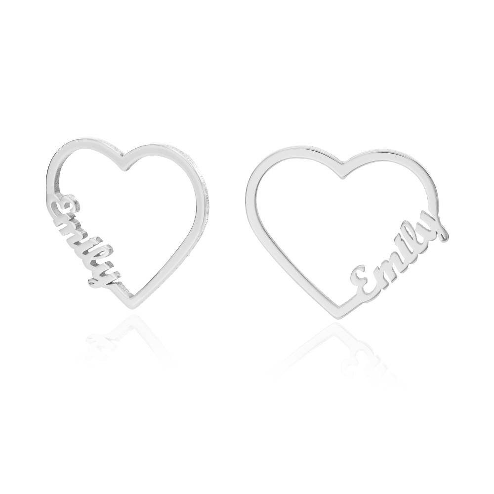 Contour Heart Name Earrings in Sterling Silver