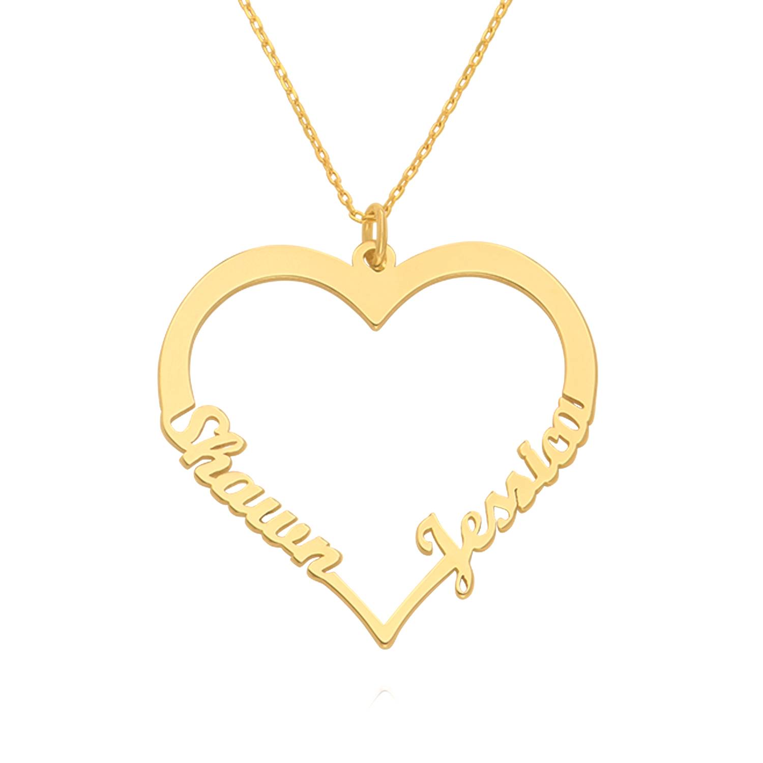 Heart Charm Necklace with Two Names in Gold Vermeil