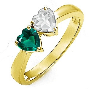 Couple's Heart-Shaped Birthstone Ring in Sterling Silver