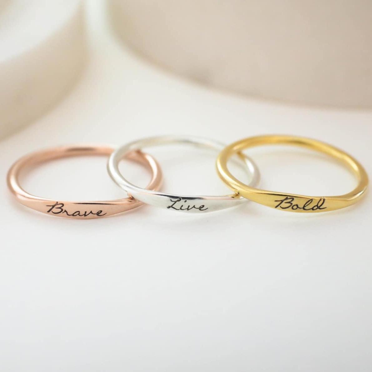 Skinny Custom Delicate Ring in Sterling Silver