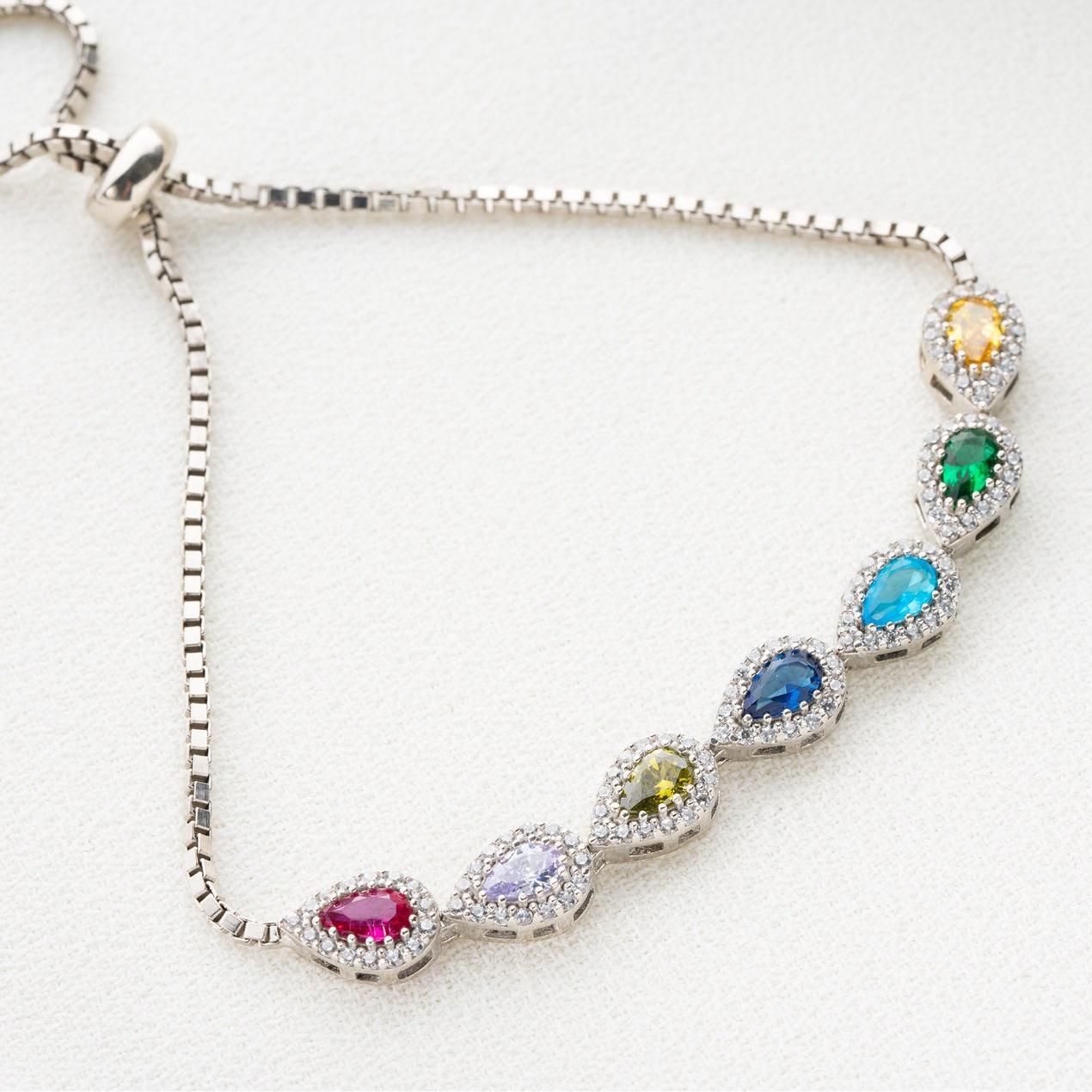 Custom Family Birthstone Bracelet in Sterling Silver