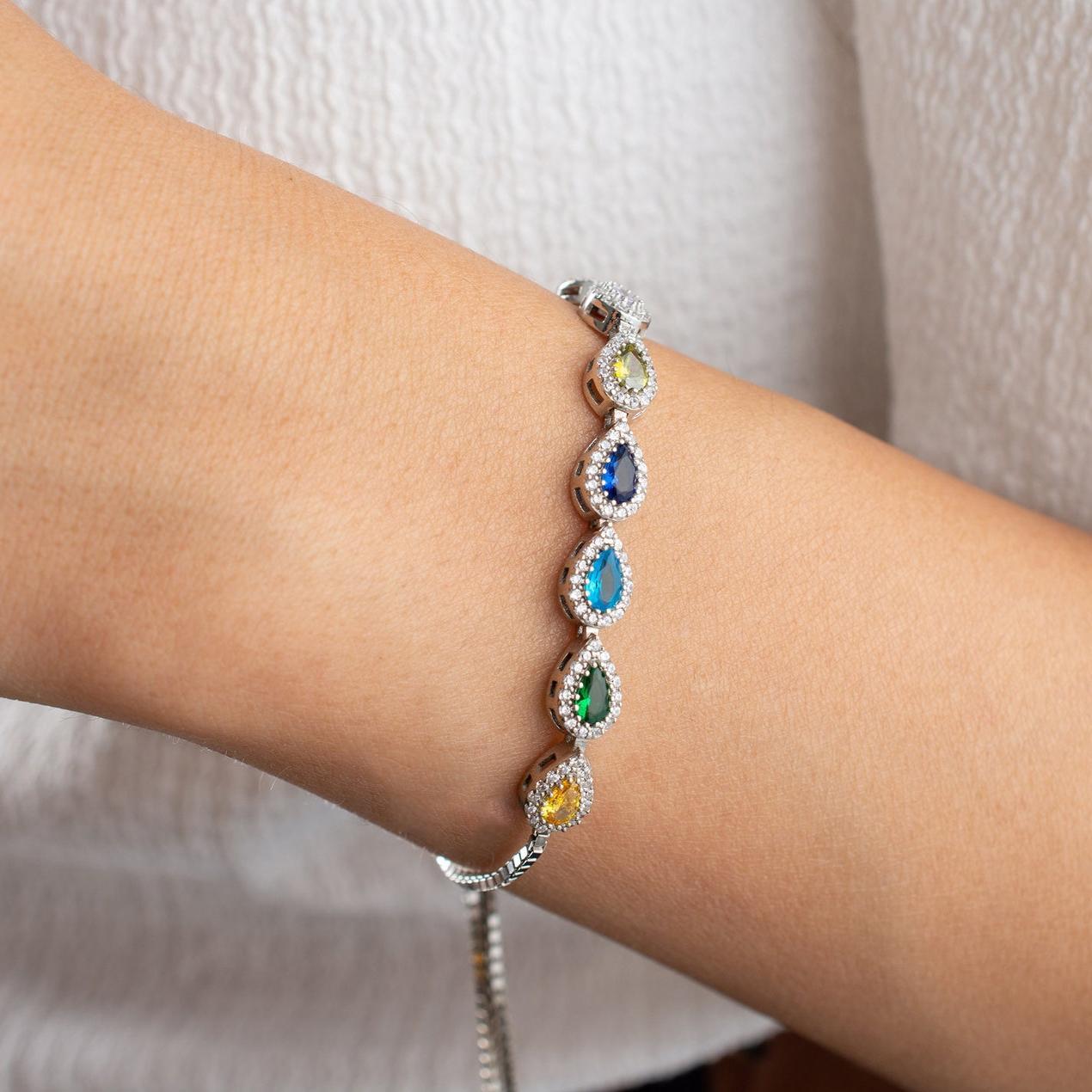 Custom Family Birthstone Bracelet in Sterling Silver