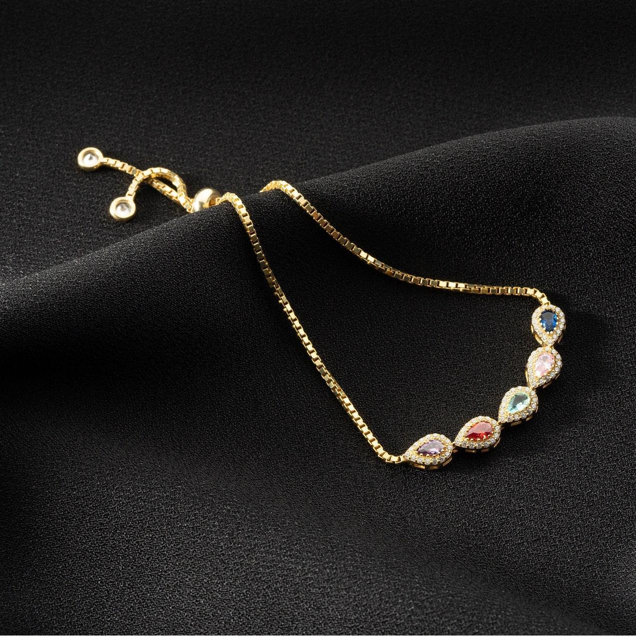 Custom Family Birthstone Bracelet in Sterling Silver