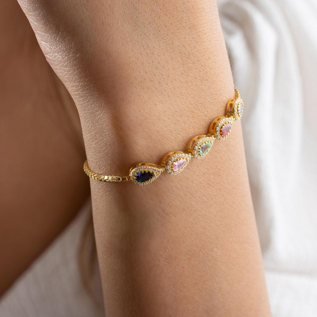 Custom Family Birthstone Bracelet in Sterling Silver