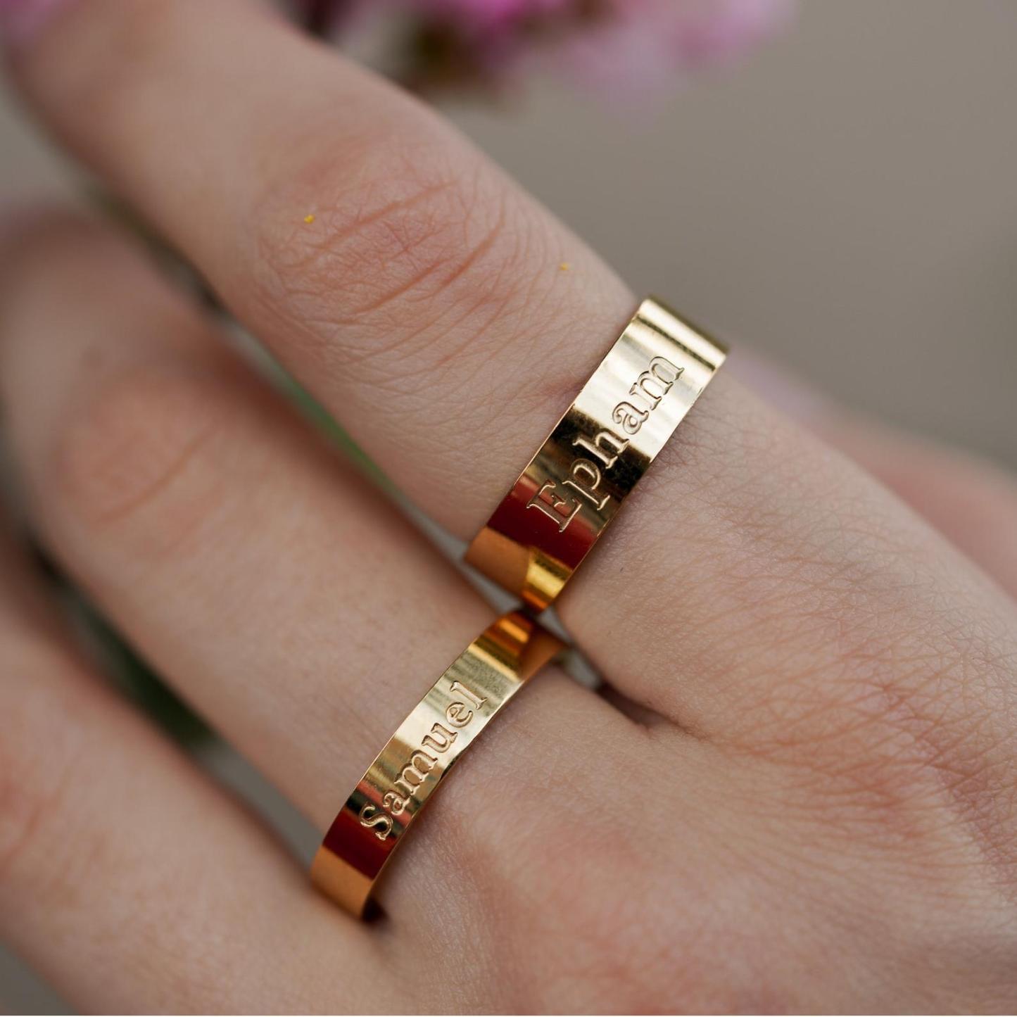 Engraved Stackable Ring in Sterling Silver
