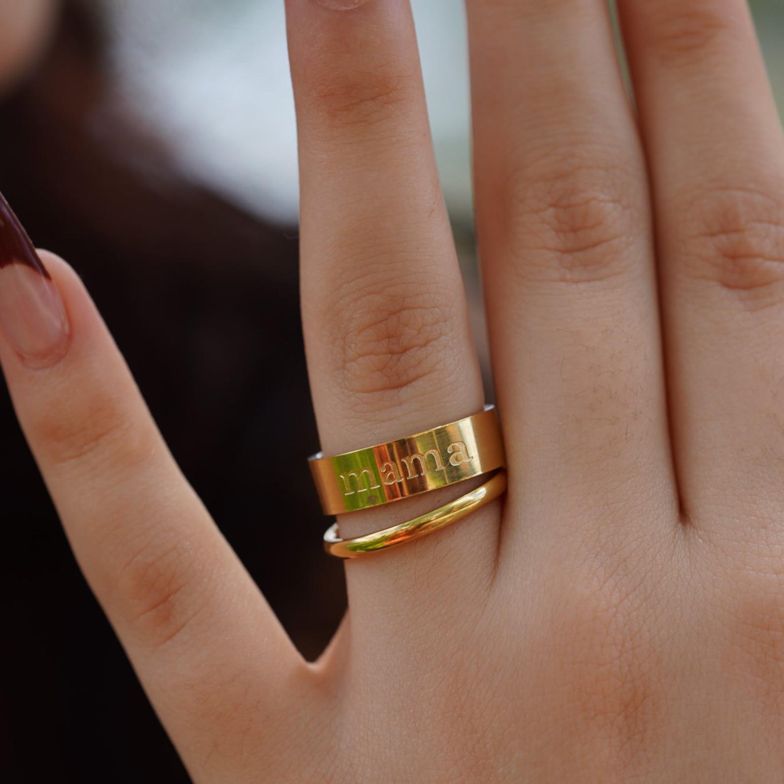 Engraved Stackable Ring in Sterling Silver