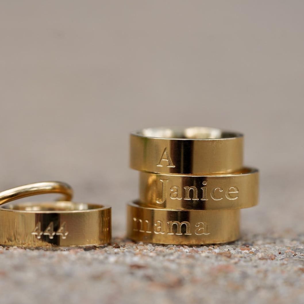 Engraved Stackable Ring in Sterling Silver