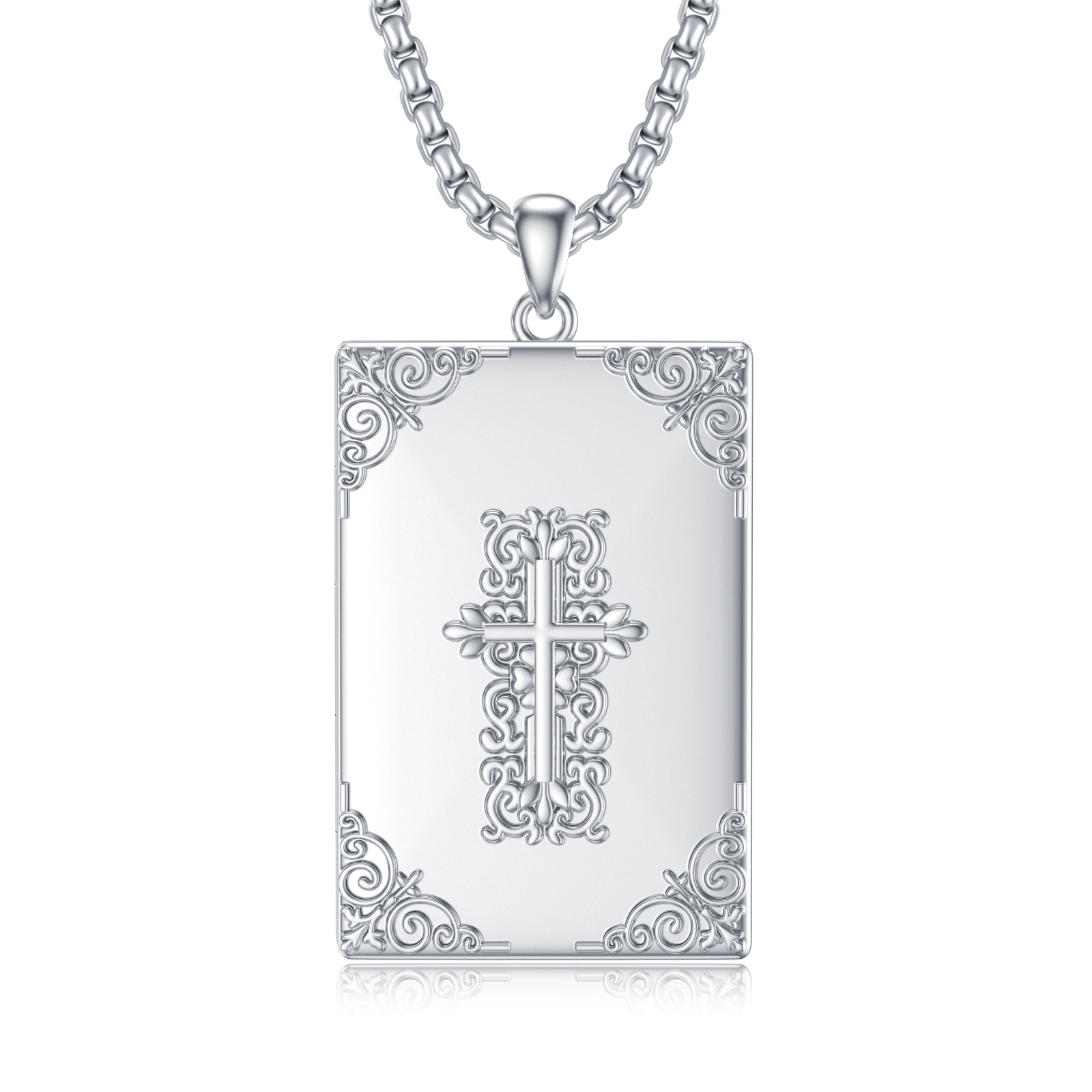 Holy Bible Personalized Photo Locket Necklace for Men in Sterling Silver-YAFEINI Personalized Jewelry