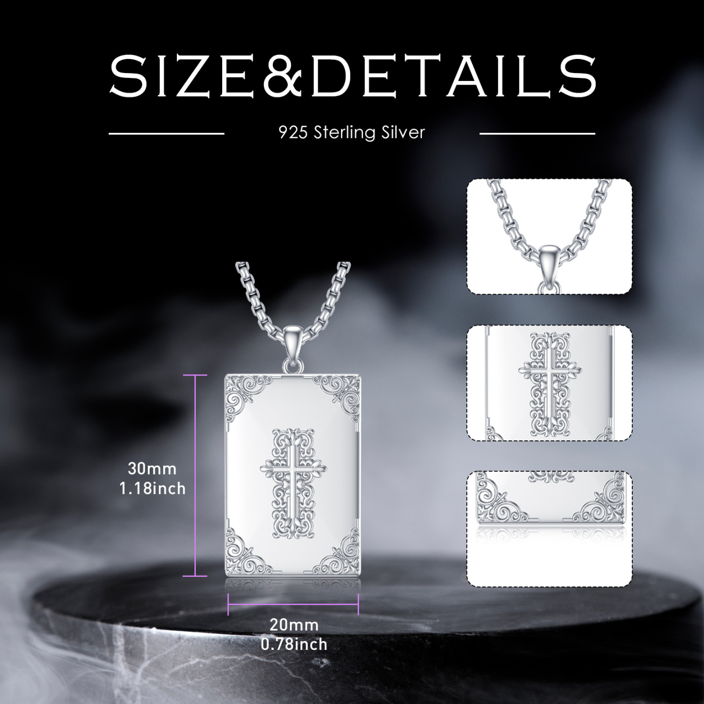 Holy Bible Personalized Photo Locket Necklace for Men in Sterling Silver-YAFEINI Personalized Jewelry