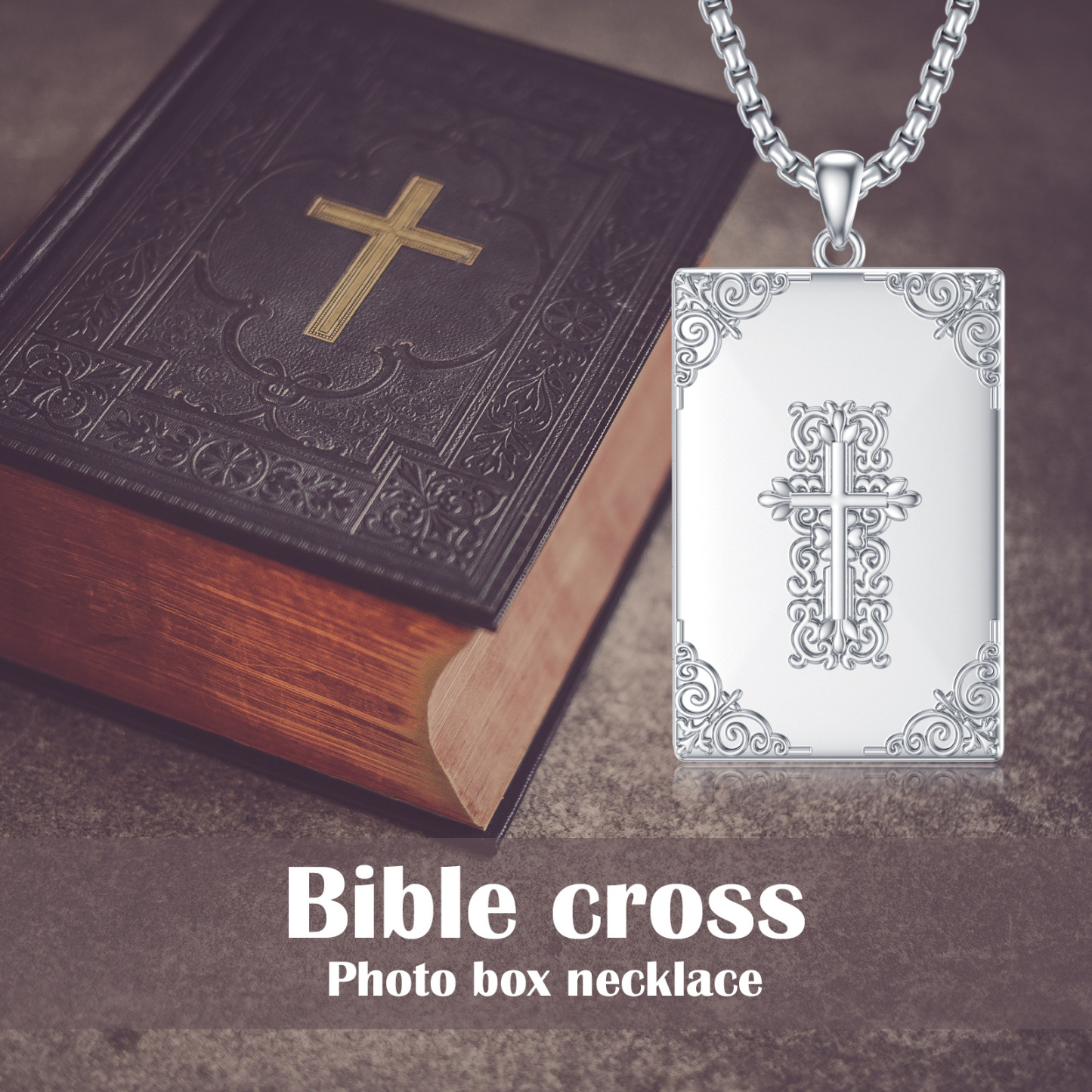 Holy Bible Personalized Photo Locket Necklace for Men in Sterling Silver-YAFEINI Personalized Jewelry