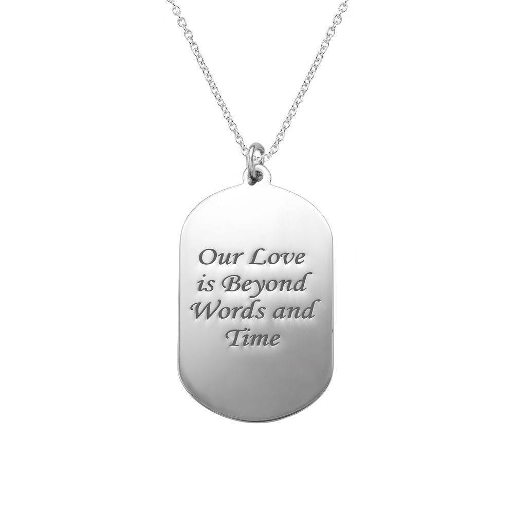 Dog Tag Photo Pendant Necklace in Sterling Silver