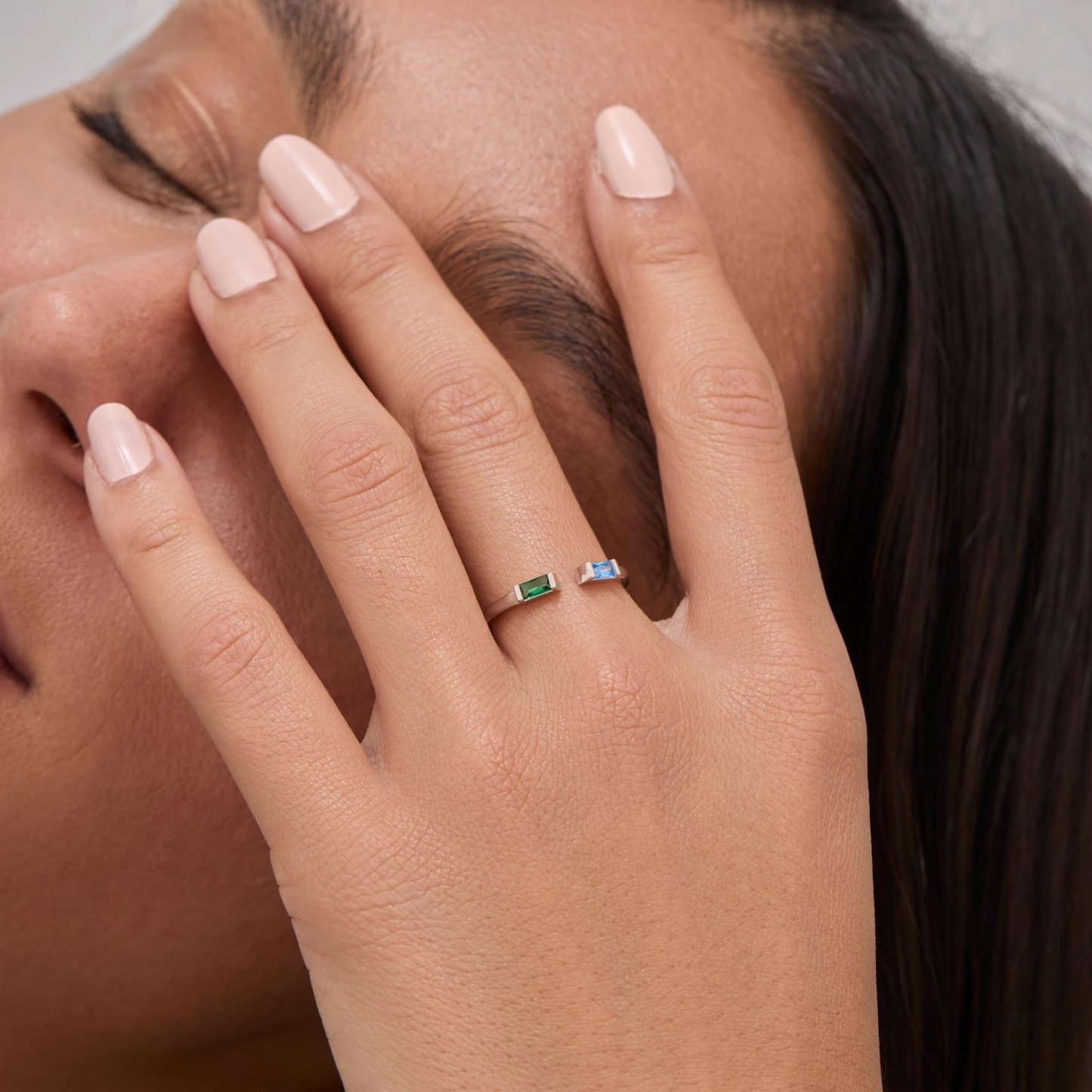 Double Baguette Birthstone Ring in Sterling Silver