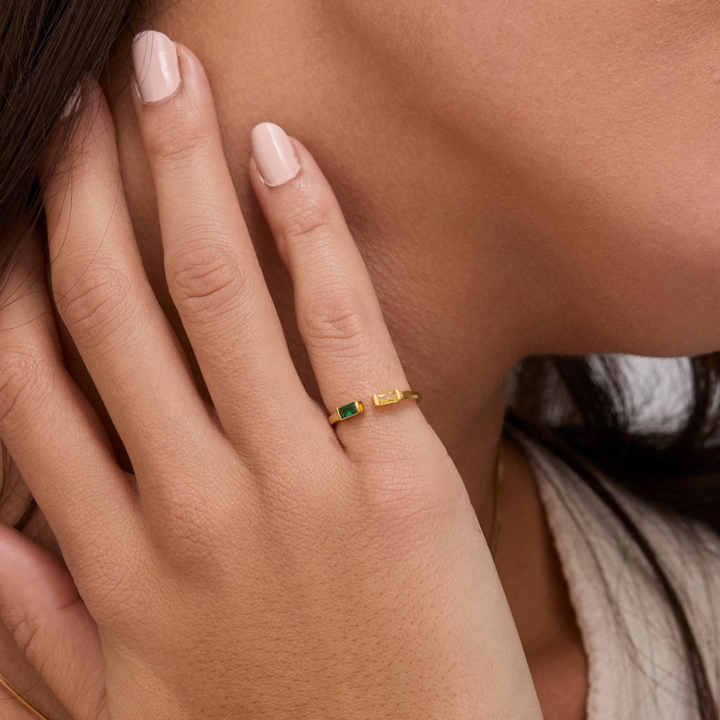 Double Baguette Birthstone Ring in Sterling Silver