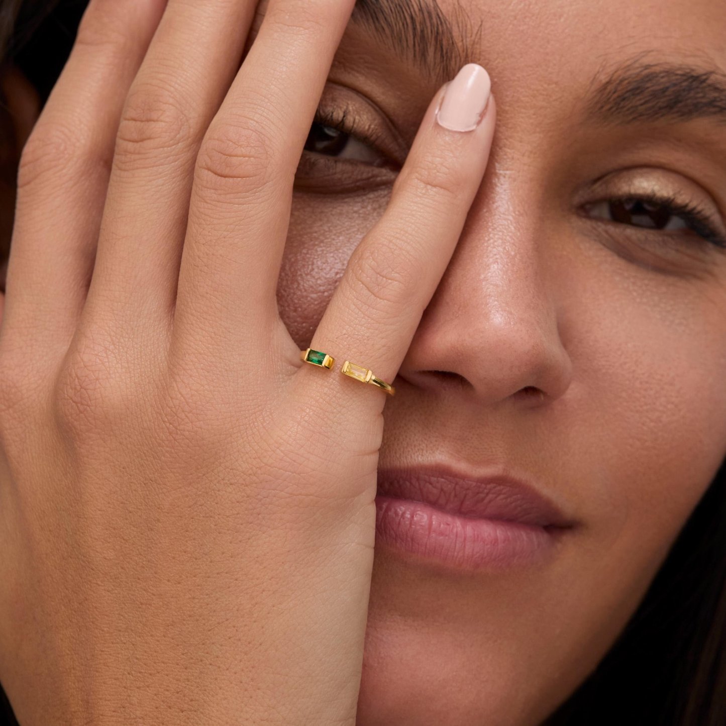 Double Baguette Birthstone Ring in Sterling Silver