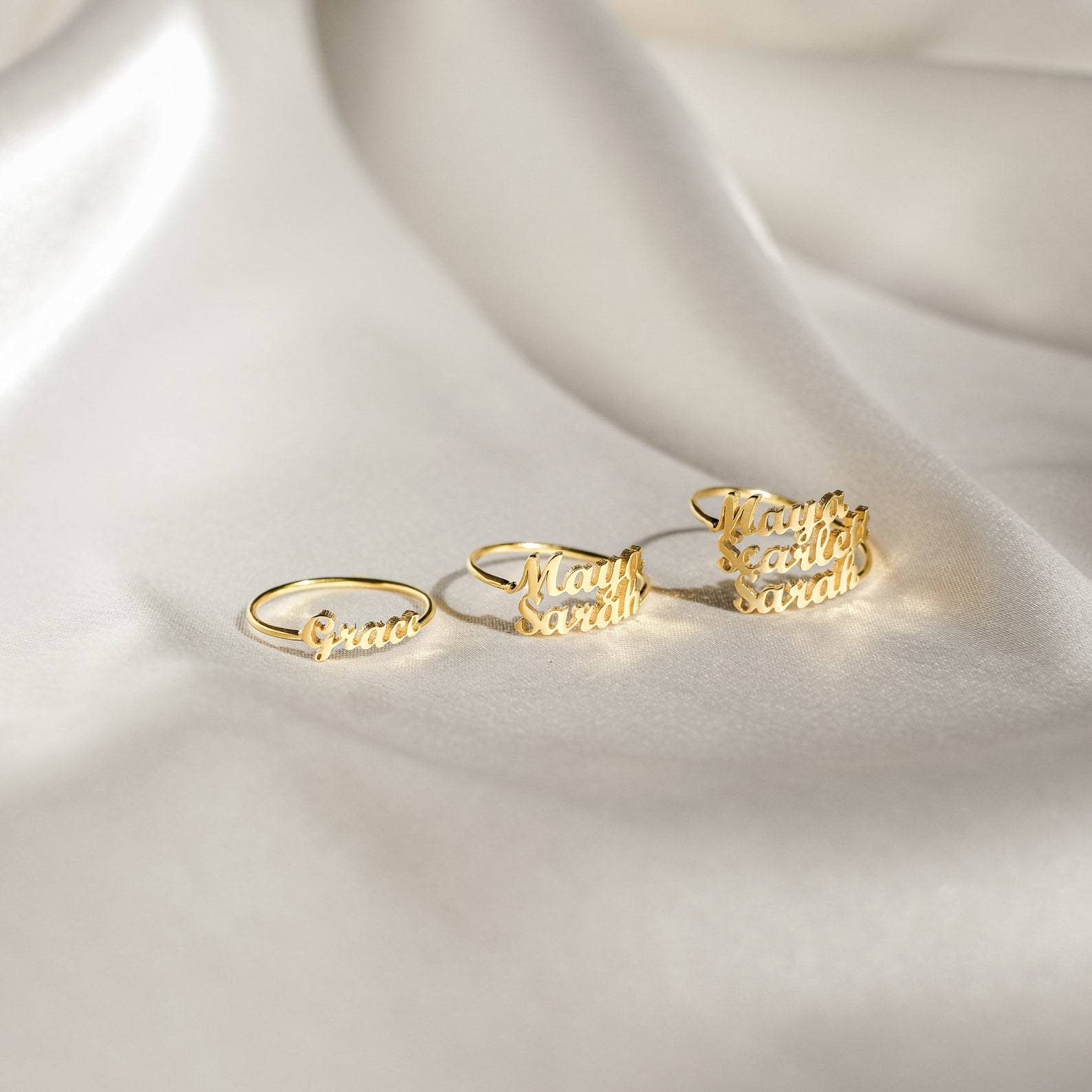 Double Name Ring in Sterling Silver
