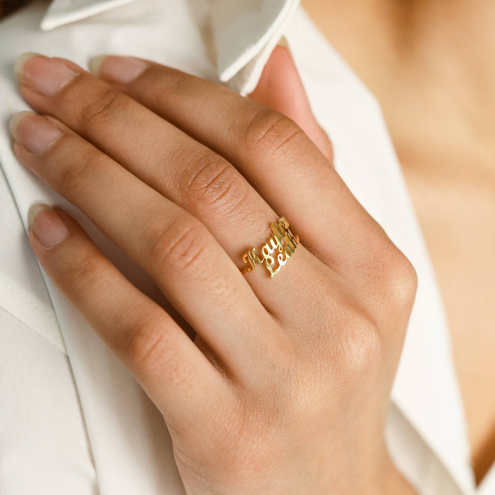 Double Name Ring in Sterling Silver