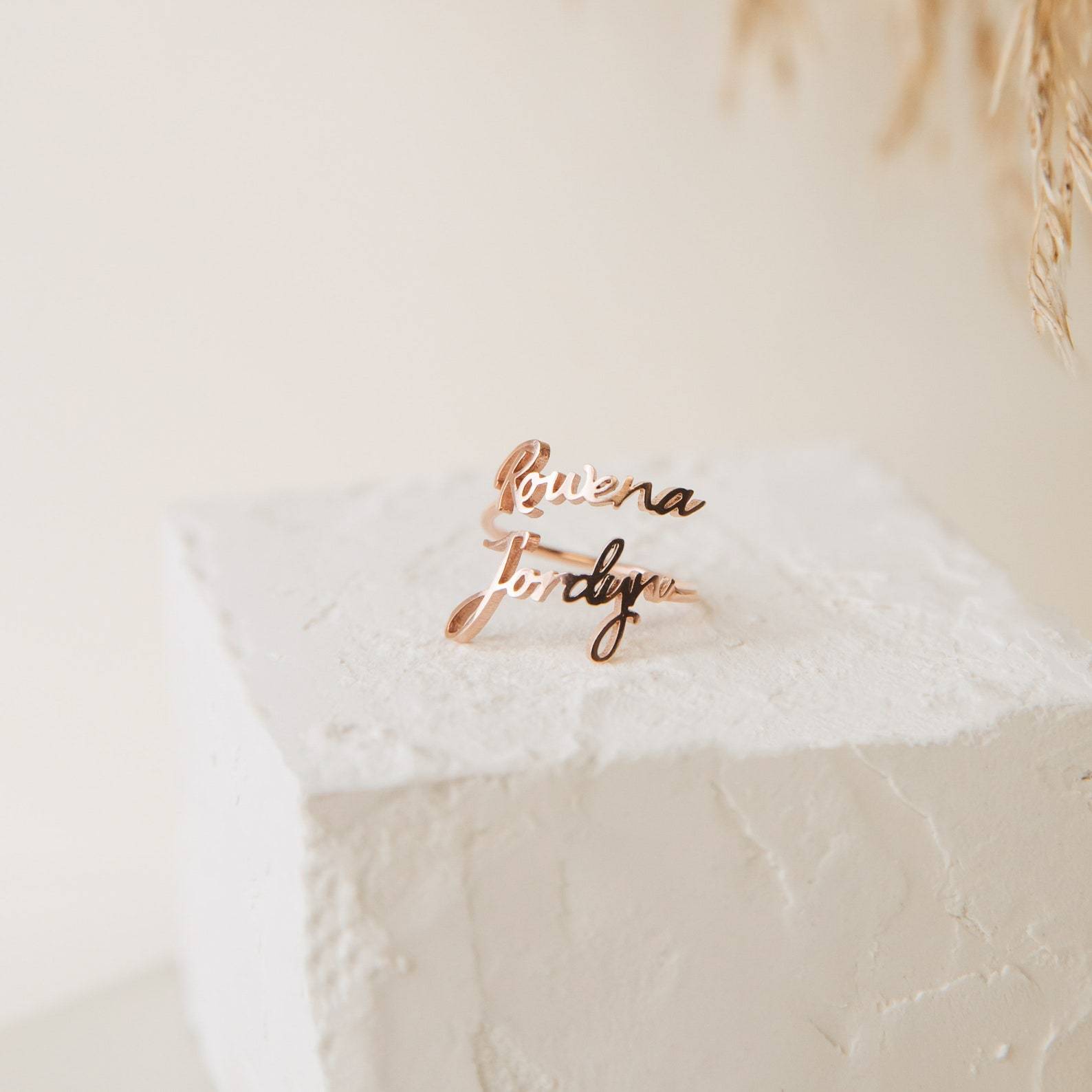 Double Name Ring in Sterling Silver