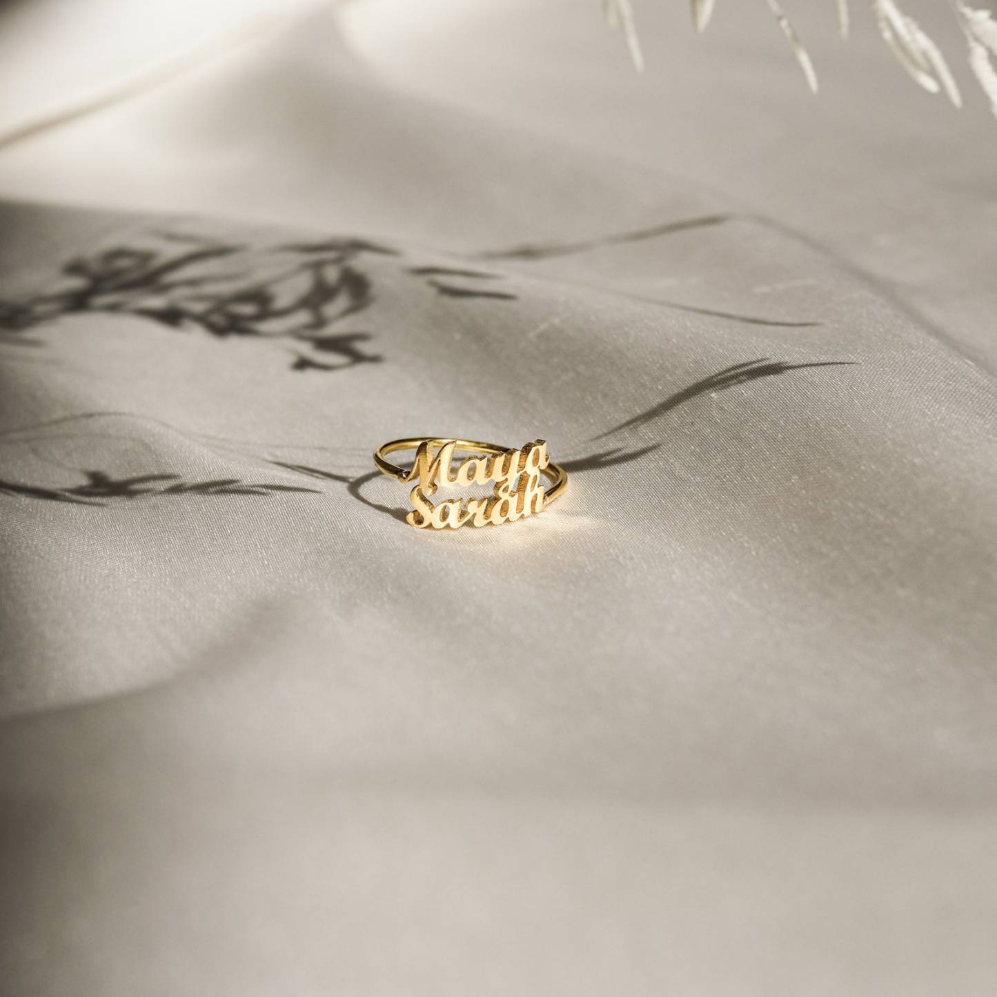 Double Name Ring in Sterling Silver
