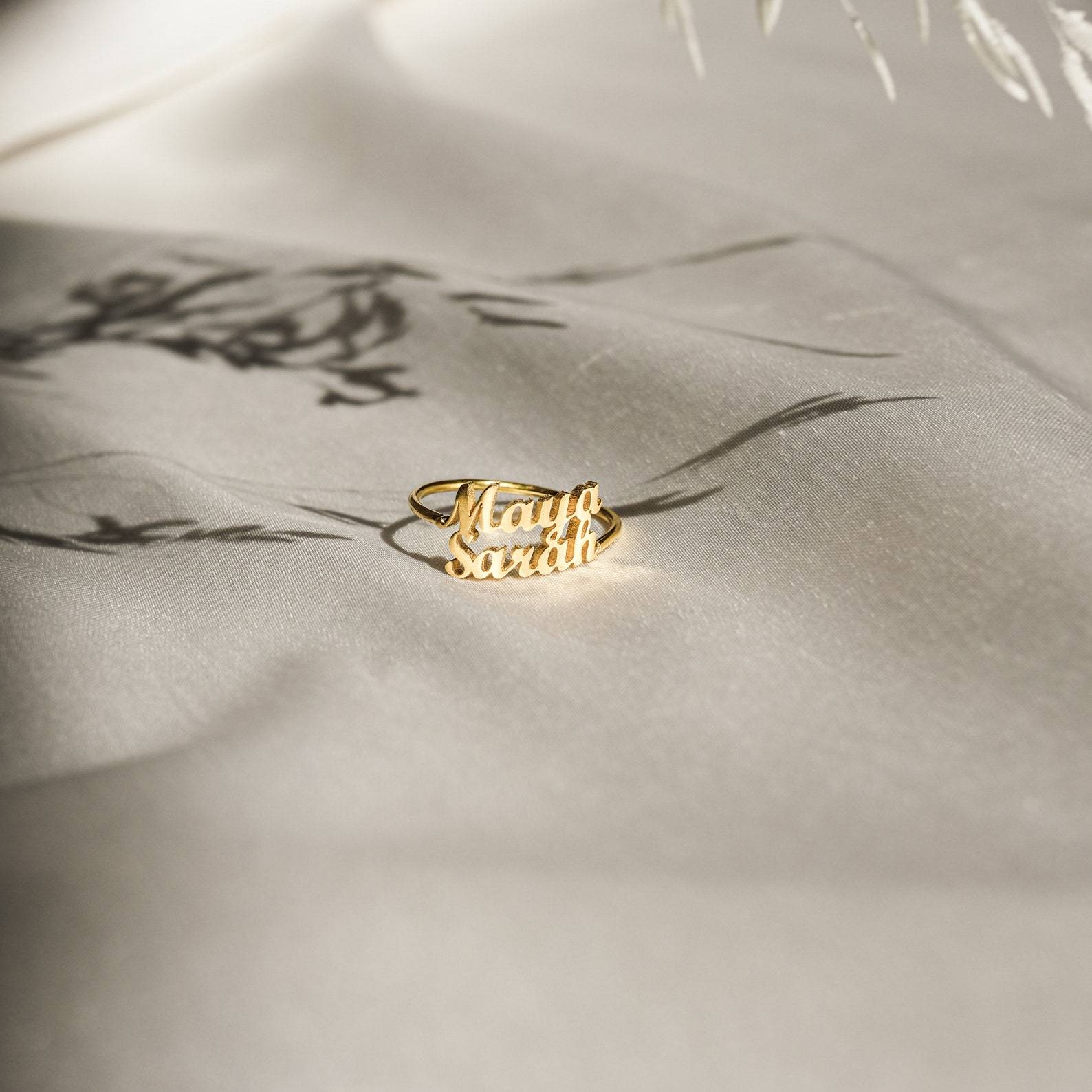 Double Name Ring in Sterling Silver