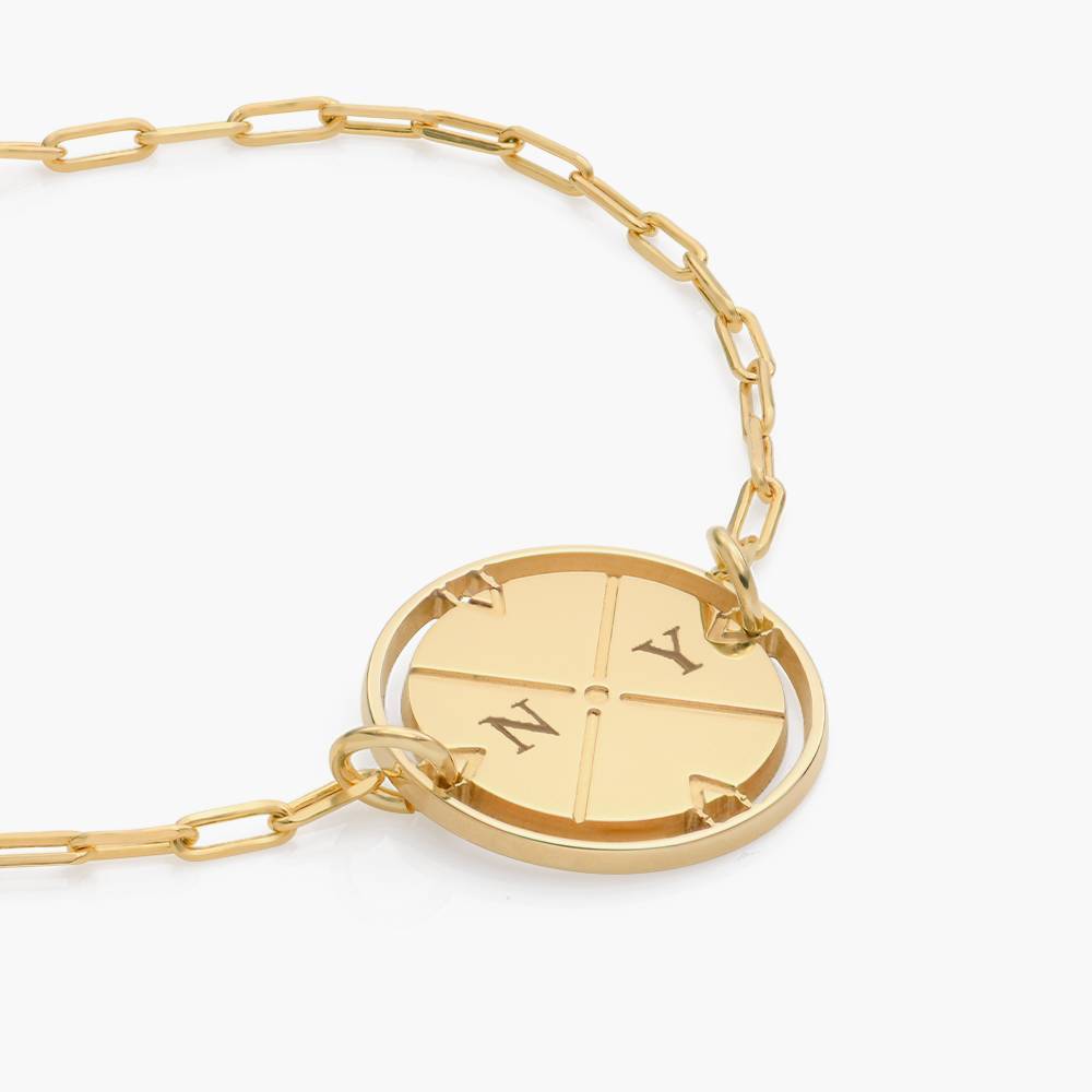 Engraved Compass Bracelet in Gold Vermeil