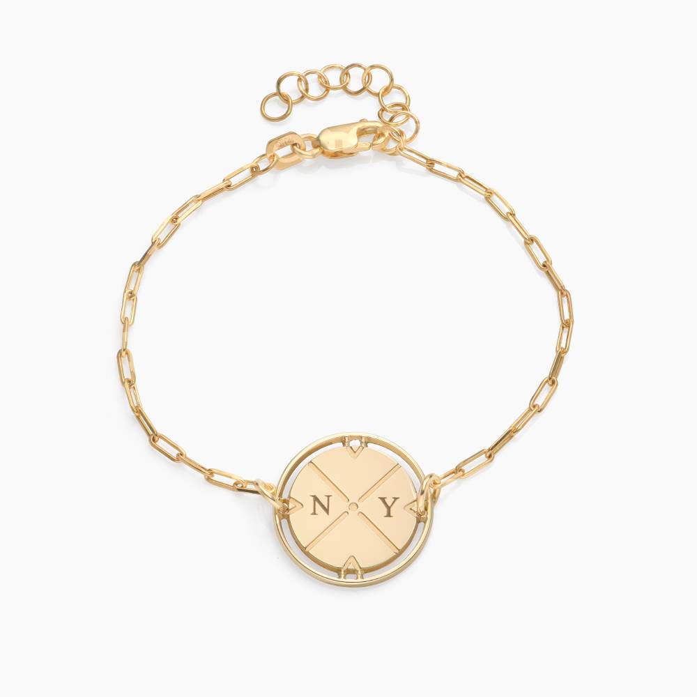 Engraved Compass Bracelet in Gold Vermeil