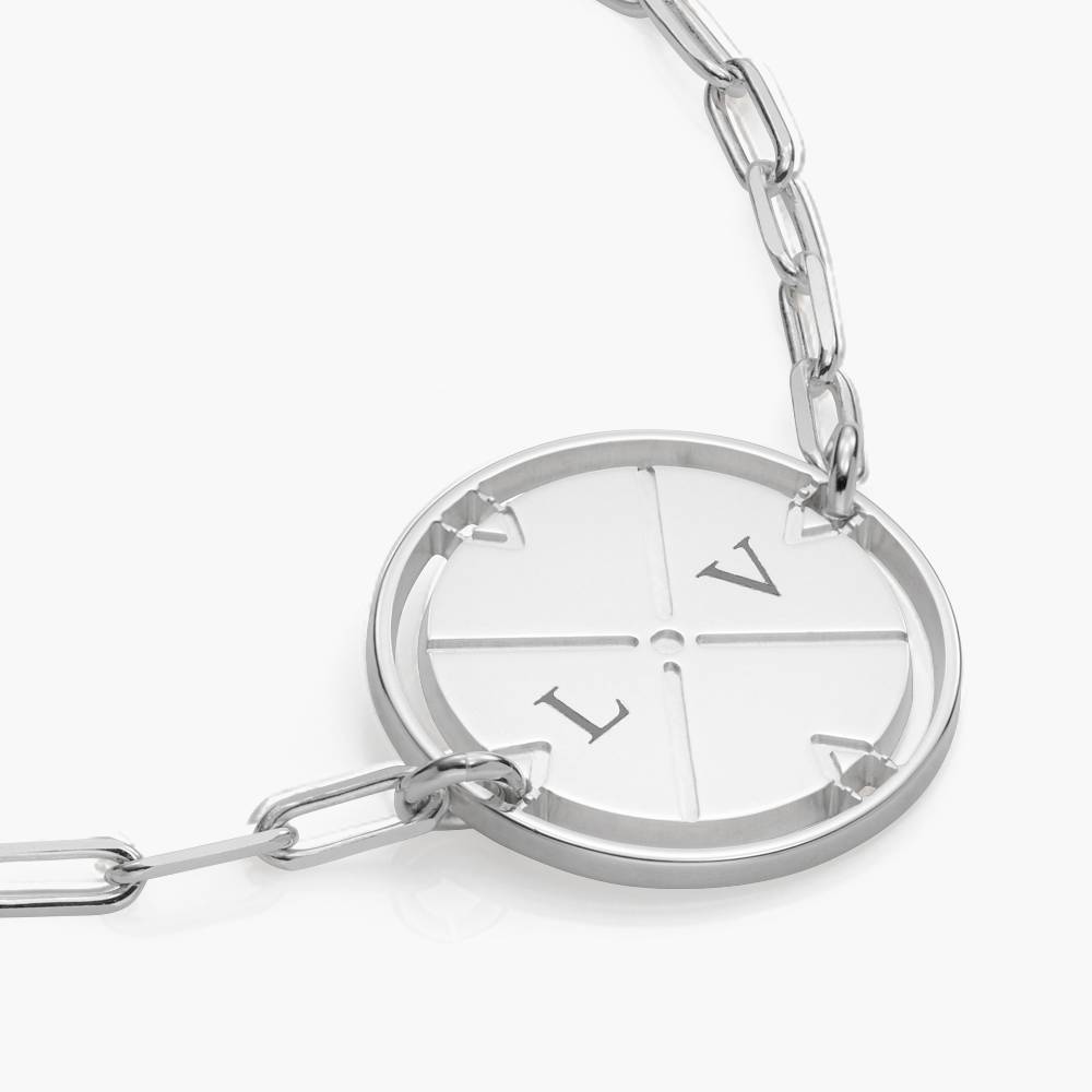 Engraved Compass Bracelet in Sterling Silver