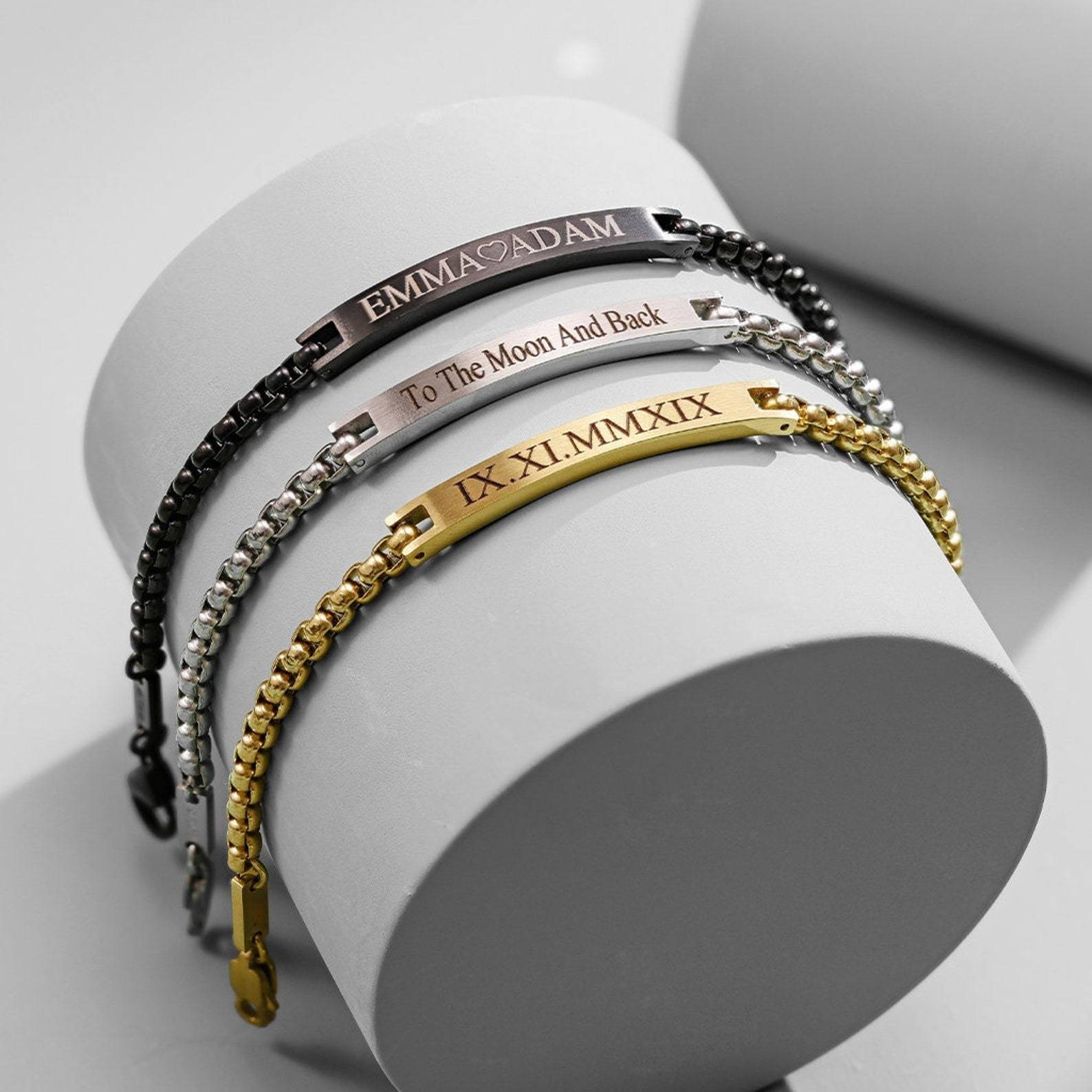 Engraved Name Bracelet For Men in Sterling Silver