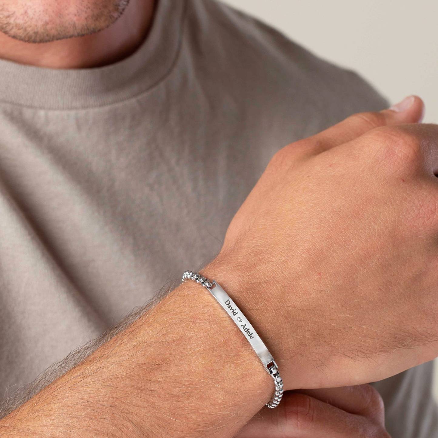 Engraved Name Bracelet For Men in Sterling Silver