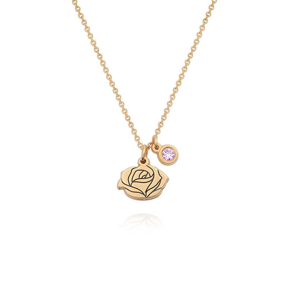 Fiorina Birth Flower Initial Necklace with Birthstone in Gold Plating