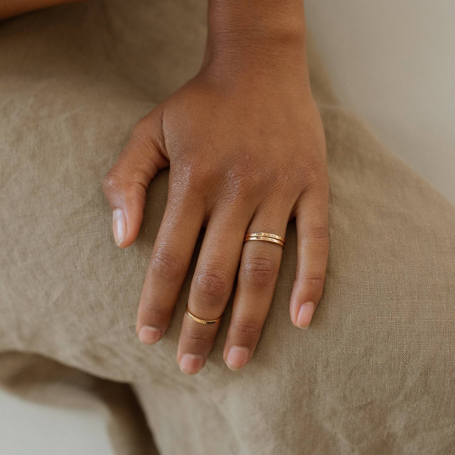 Custom Engraved Skinny Band Ring in Sterling Silver