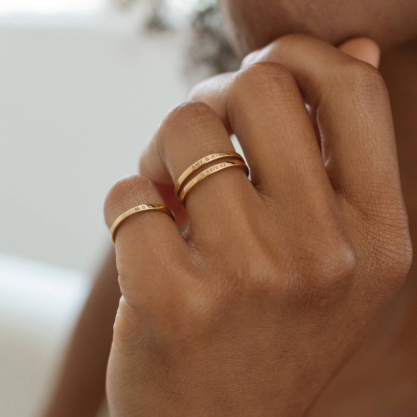 Custom Engraved Skinny Band Ring in Sterling Silver