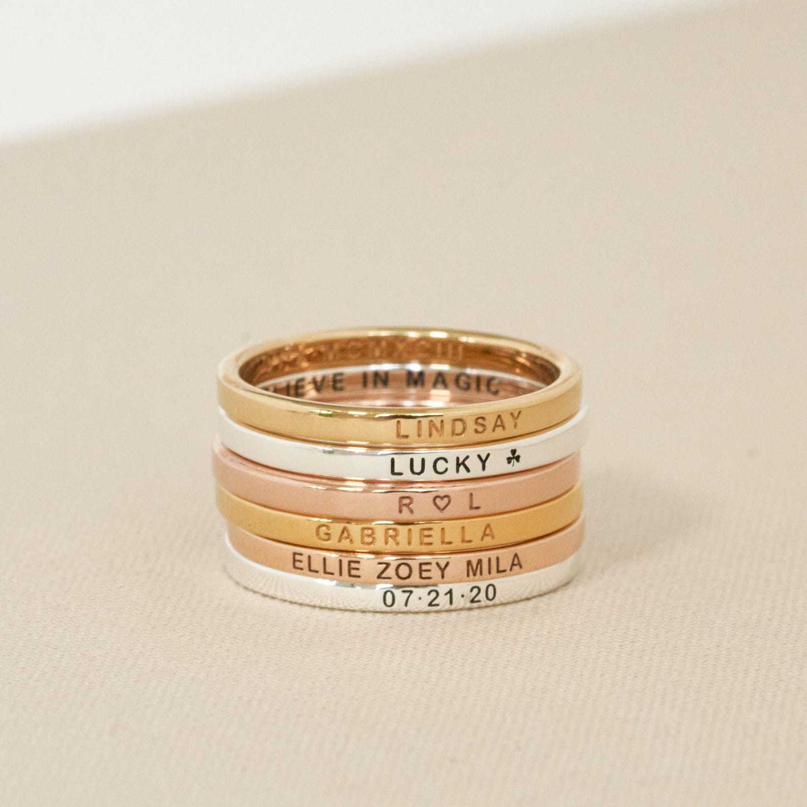 Custom Engraved Skinny Band Ring in Sterling Silver