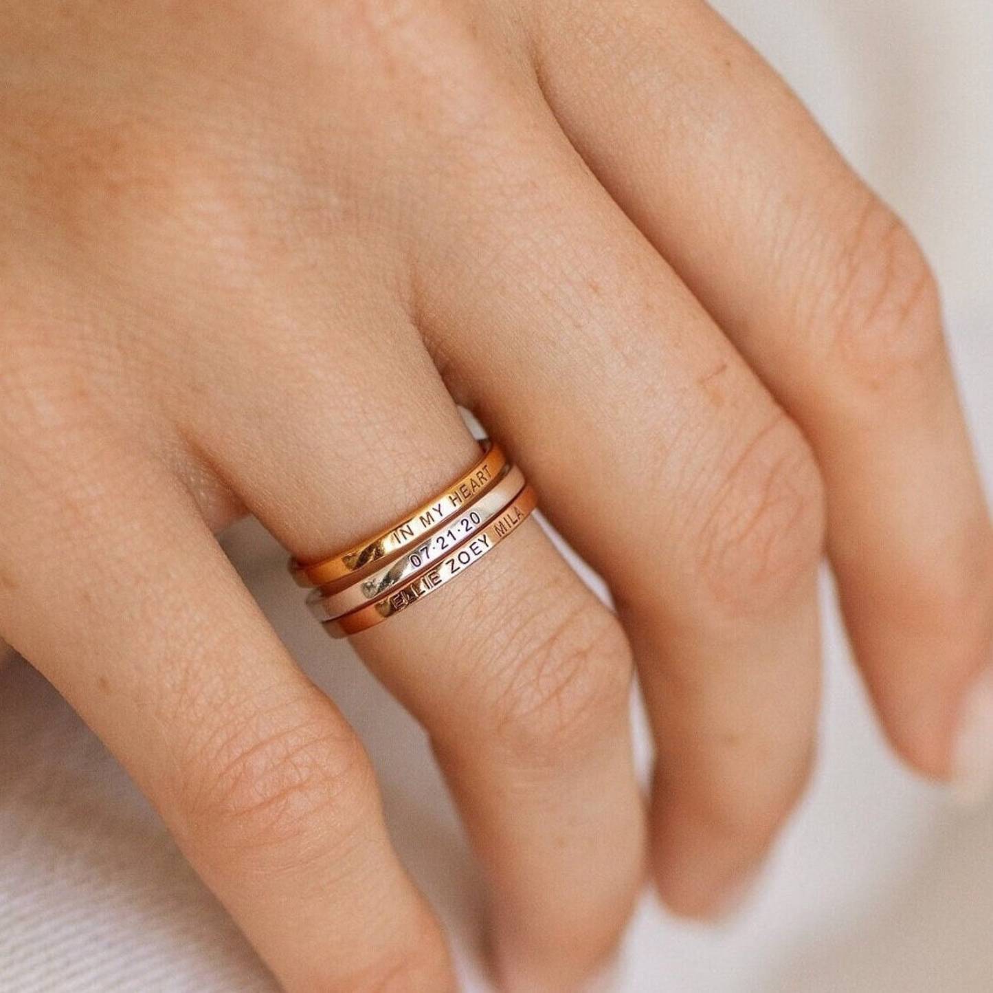 Custom Engraved Skinny Band Ring in Sterling Silver