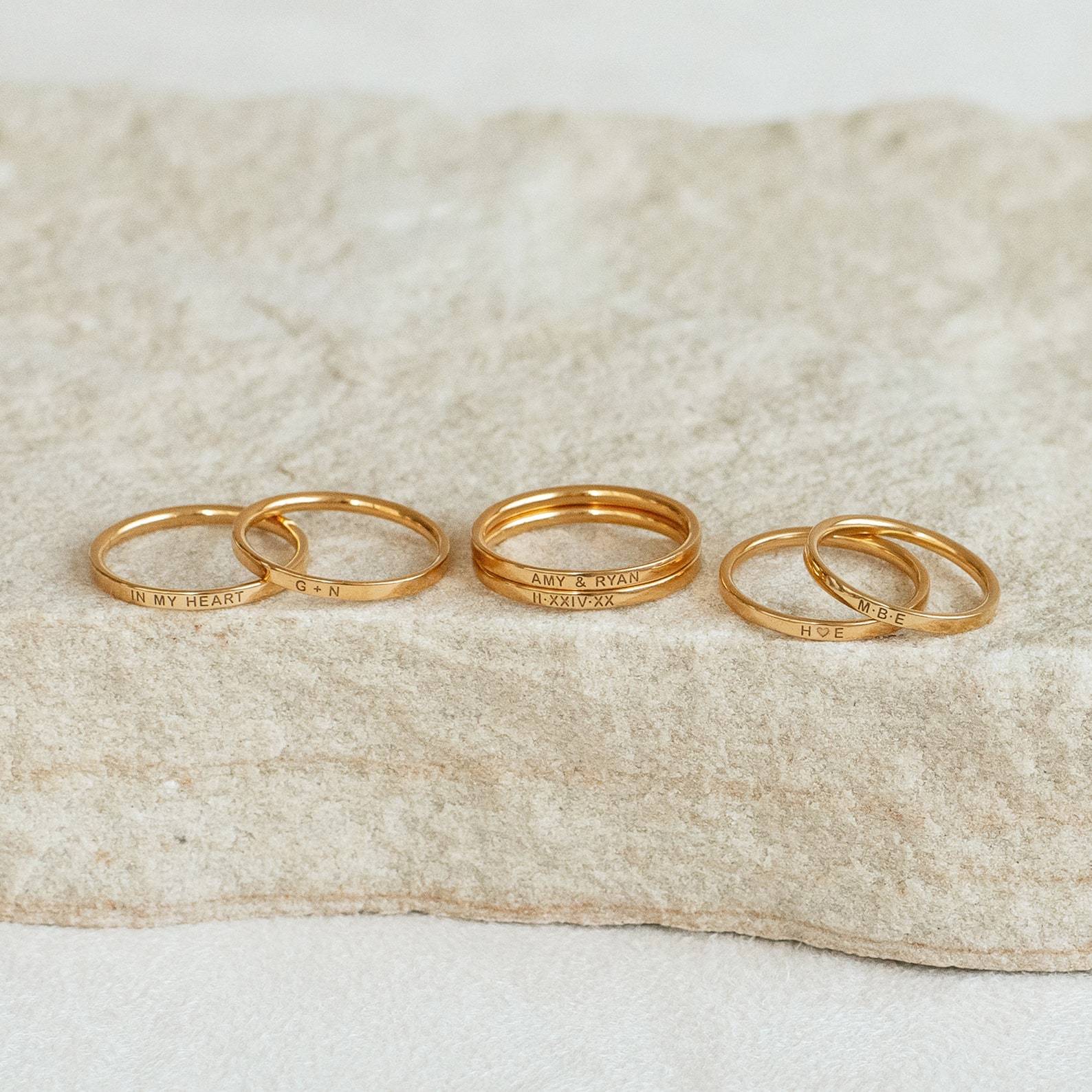 Custom Engraved Skinny Band Ring in Sterling Silver
