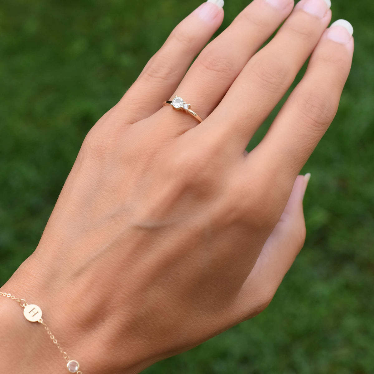 Crystal Halo Birthstone Ring in Sterling Silver