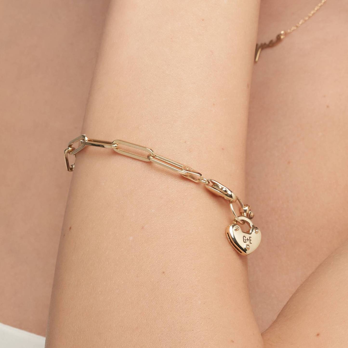 Heart Charm Lock Bracelet in Gold Vermeil