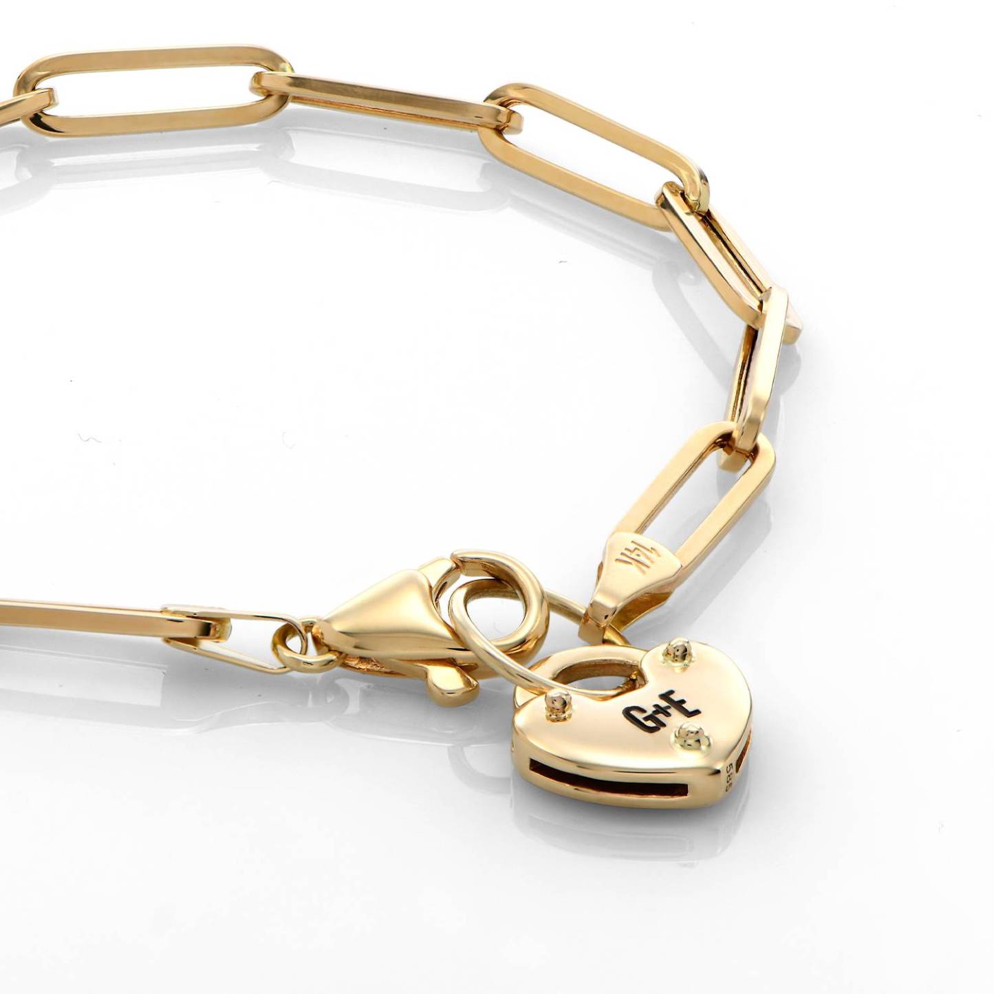 Heart Charm Lock Bracelet in Gold Vermeil