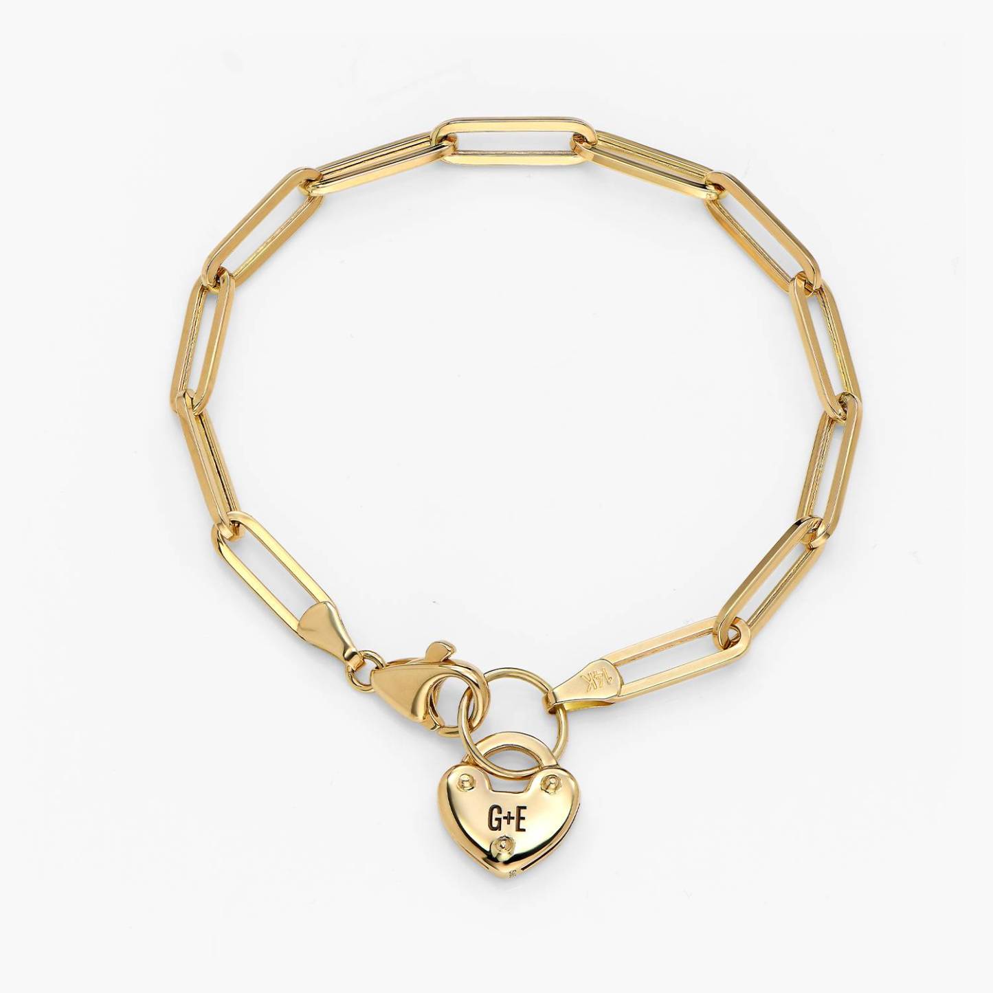 Heart Charm Lock Bracelet in Gold Vermeil
