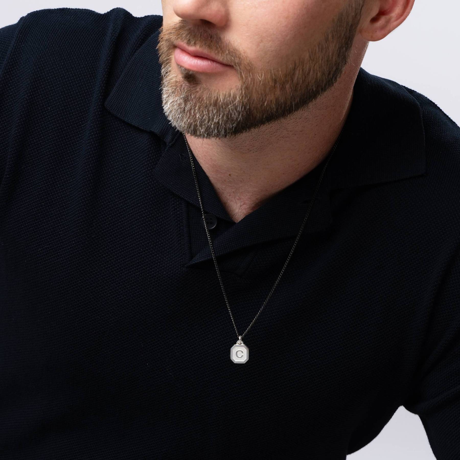 Heritage Initial Necklace for Men in Sterling Silver
