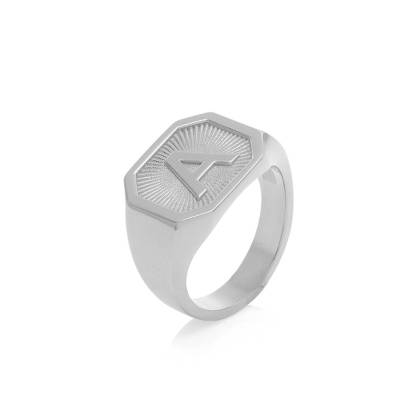 Heritage Initial Ring for Men in Sterling Silver
