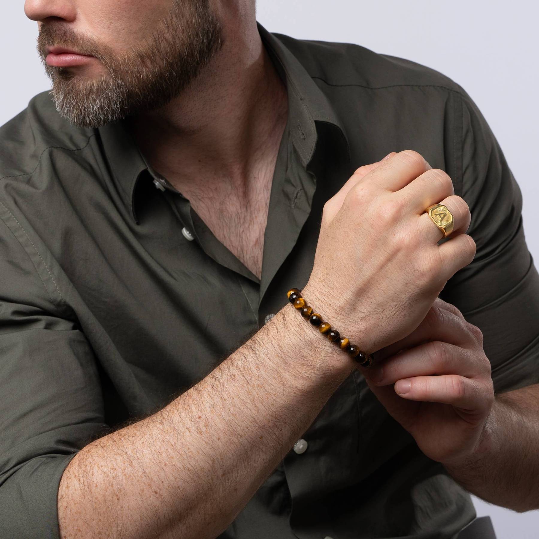 Heritage Initial Ring for Men in Gold Vermeil