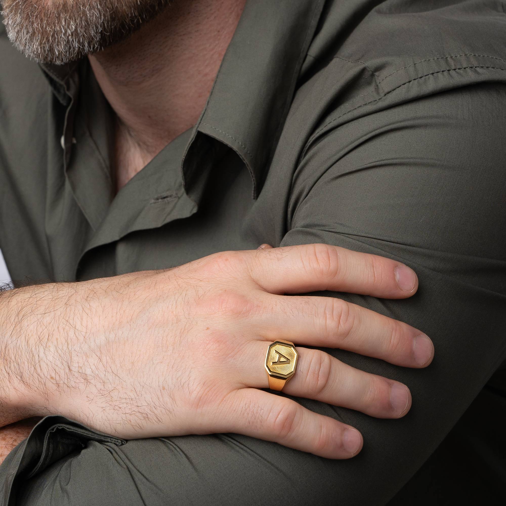 Heritage Initial Ring for Men in Gold Vermeil