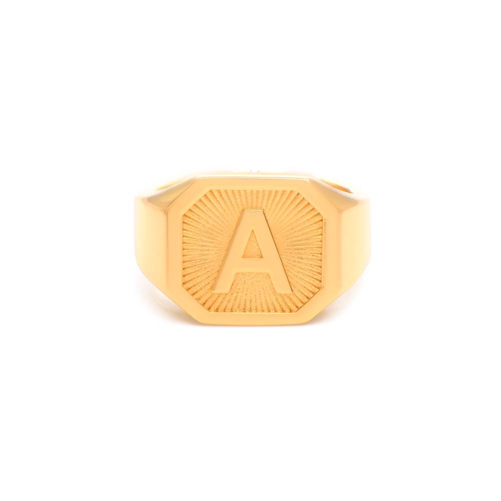 Heritage Initial Ring for Men in Gold Vermeil