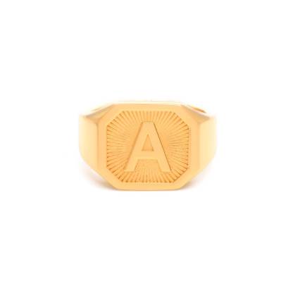 Heritage Initial Ring for Men in Gold Vermeil