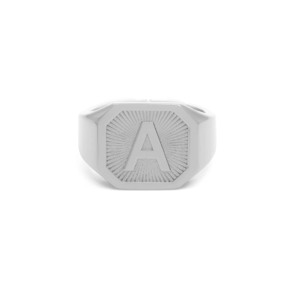 Heritage Initial Ring for Men in Sterling Silver