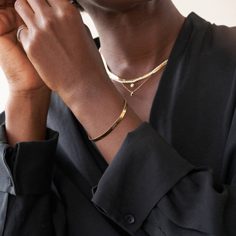 Snake Chain Engraved Bracelet in Gold Vermeil