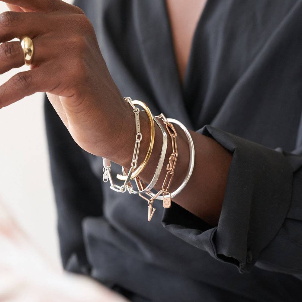 Snake Chain Engraved Bracelet in Sterling Silver