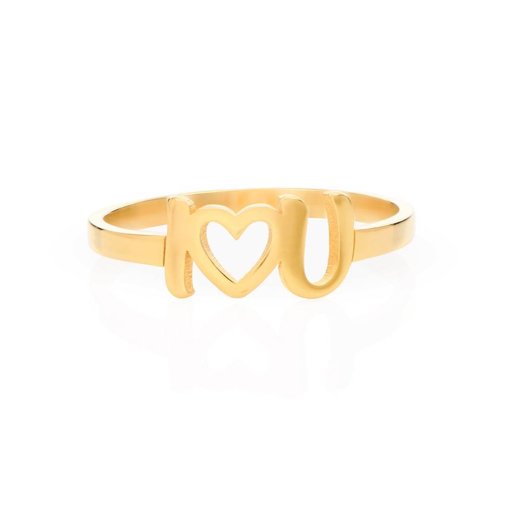 I Heart You Initial Ring in Gold Plating