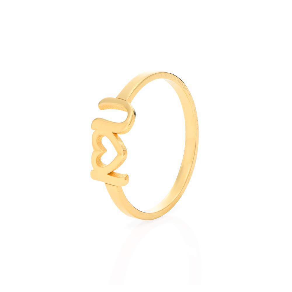 I Heart You Initial Ring in Gold Plating